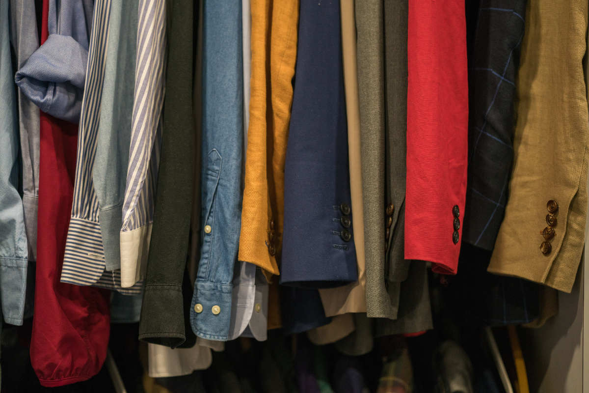 Inside of a cluttered wardrobe